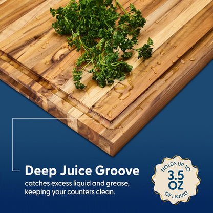 Winsome Acacia Wood Cutting Board | Acacia Edge Grain Cutting Board for Kitchen with Juice Groove & Sorting Compartment | Perfect for Charcuterie | Gift Box Included | 16x12x1.5 in