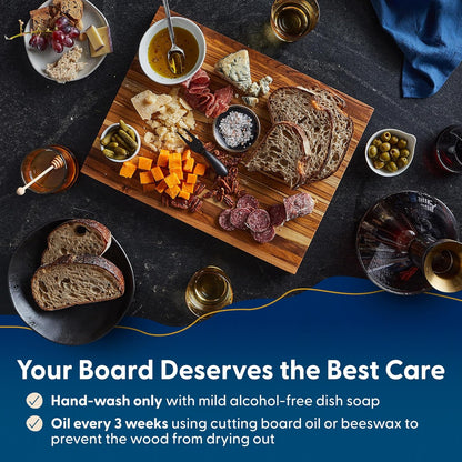 Winsome Acacia Wood Cutting Board | Acacia Edge Grain Cutting Board for Kitchen with Juice Groove & Sorting Compartment | Perfect for Charcuterie | Gift Box Included | 16x12x1.5 in