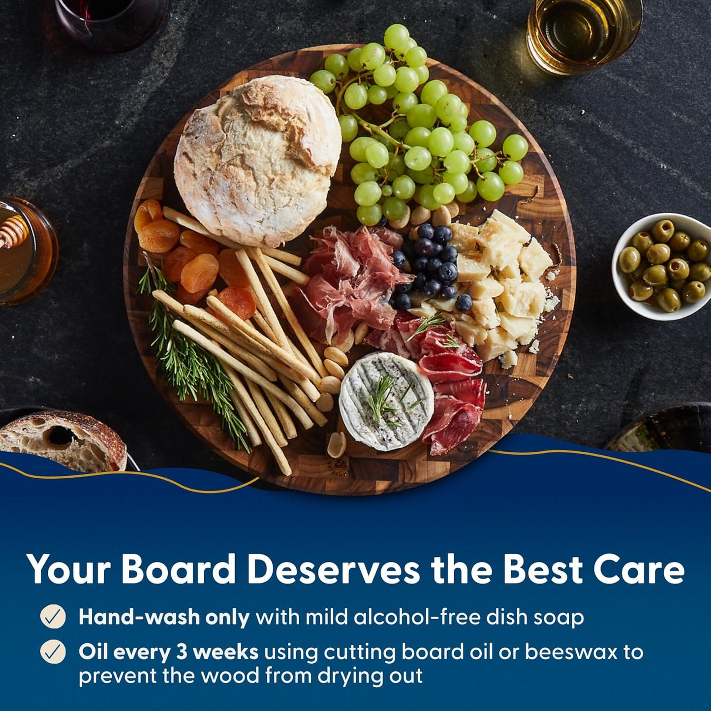 Winsome Acacia Wood Cutting Board | Acacia Edge Grain Cutting Board for Kitchen with Juice Groove & Sorting Compartment | Perfect for Charcuterie | Gift Box Included | 16x12x1.5 in