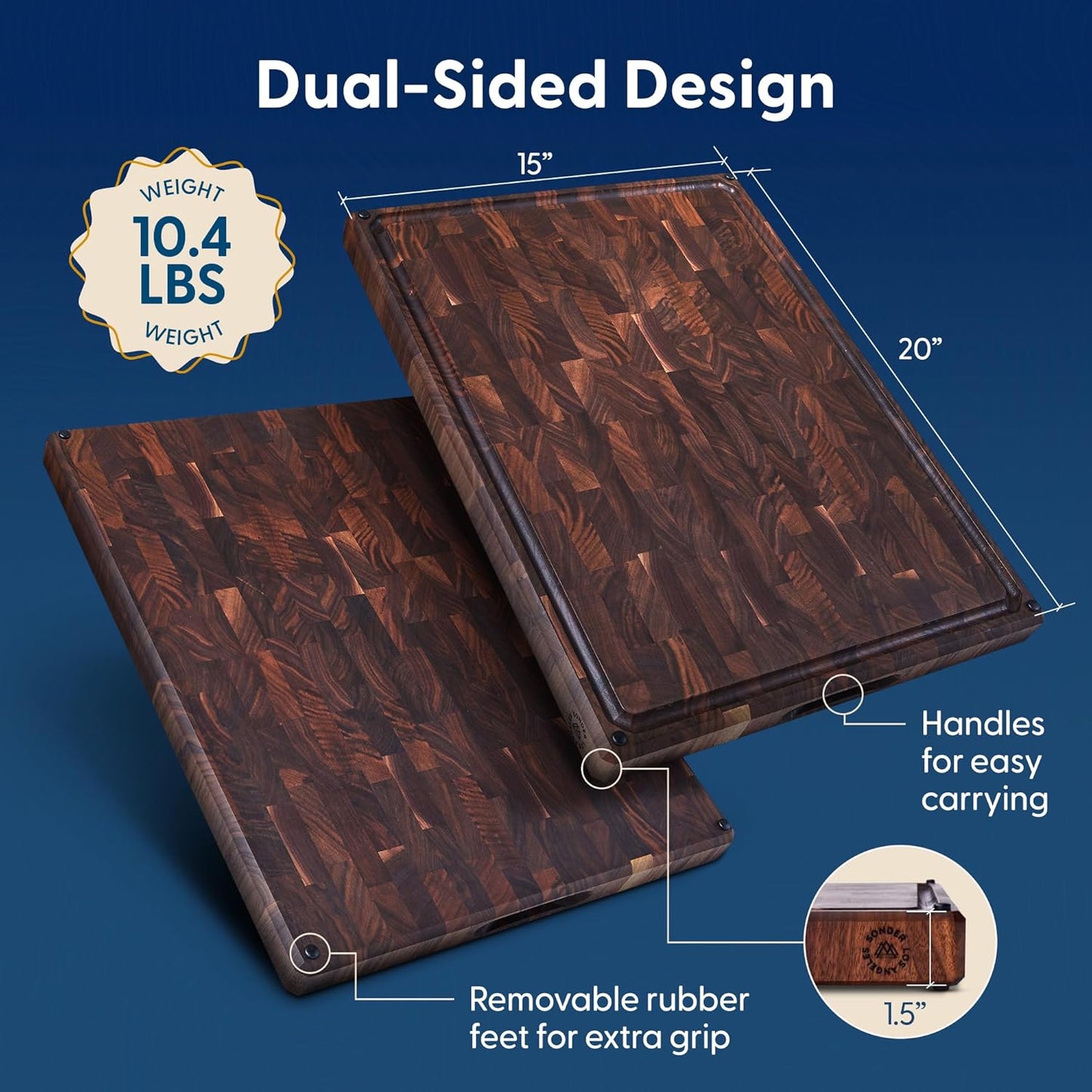 Winsome Acacia Wood Cutting Board | Acacia Edge Grain Cutting Board for Kitchen with Juice Groove & Sorting Compartment | Perfect for Charcuterie | Gift Box Included | 16x12x1.5 in