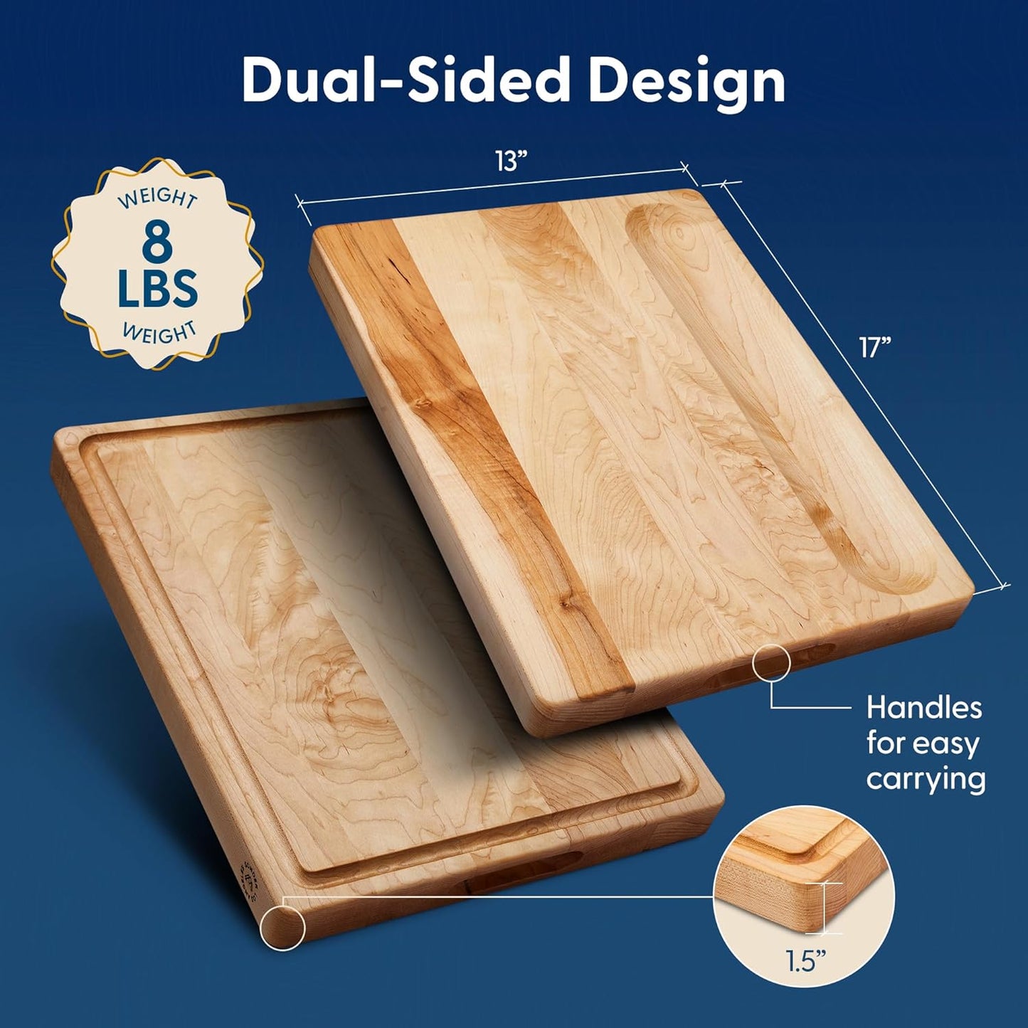 Winsome Acacia Wood Cutting Board | Acacia Edge Grain Cutting Board for Kitchen with Juice Groove & Sorting Compartment | Perfect for Charcuterie | Gift Box Included | 16x12x1.5 in