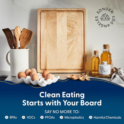 Winsome Acacia Wood Cutting Board | Acacia Edge Grain Cutting Board for Kitchen with Juice Groove & Sorting Compartment | Perfect for Charcuterie | Gift Box Included | 16x12x1.5 in
