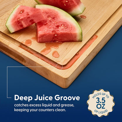 Winsome Acacia Wood Cutting Board | Acacia Edge Grain Cutting Board for Kitchen with Juice Groove & Sorting Compartment | Perfect for Charcuterie | Gift Box Included | 16x12x1.5 in