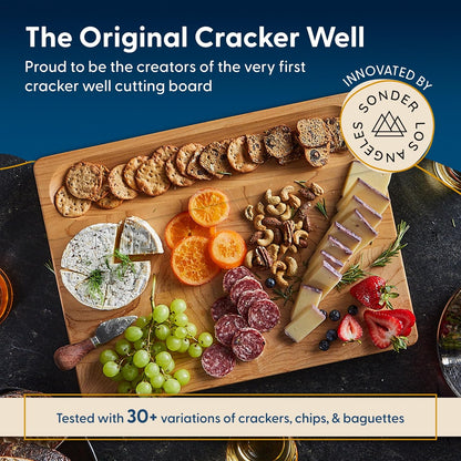Winsome Acacia Wood Cutting Board | Acacia Edge Grain Cutting Board for Kitchen with Juice Groove & Sorting Compartment | Perfect for Charcuterie | Gift Box Included | 16x12x1.5 in