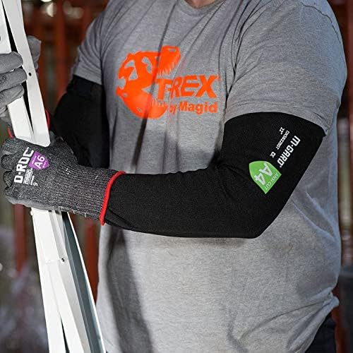 MAGID Cut Resistant Protective Arm Sleeves with Thumb Slot, 1 Pair, Black I Thumbslot: Yes, 18"
