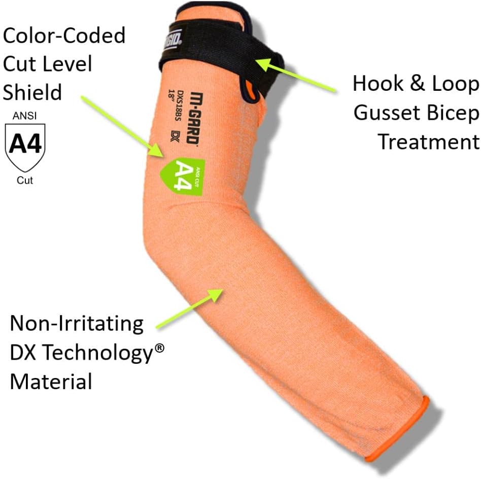 MAGID Cut Resistant Protective Arm Sleeves with Thumb Slot, 1 Pair, Black I Thumbslot: Yes, 18"