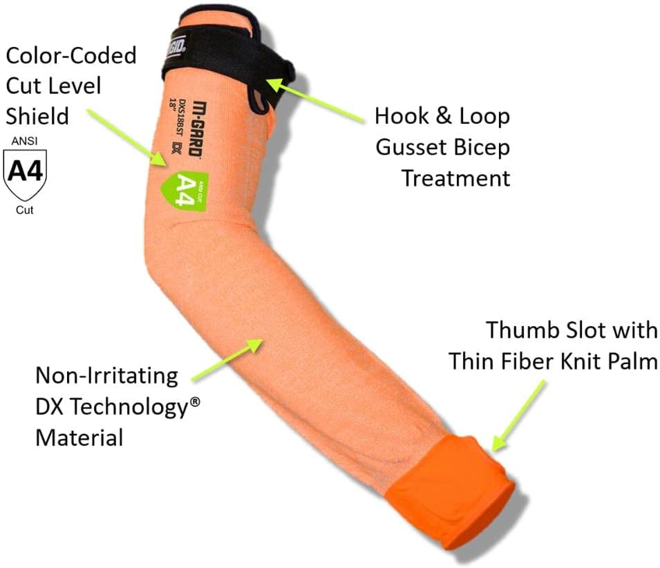 MAGID Cut Resistant Protective Arm Sleeves with Thumb Slot, 1 Pair, Black I Thumbslot: Yes, 18"