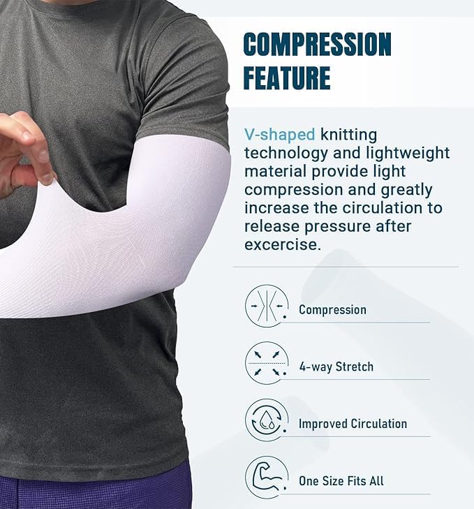 Sun Protection Cooling Arm Sleeves Compression - Tattoo Cover up - Sun Sleeves for Men Women Youth - Colors B