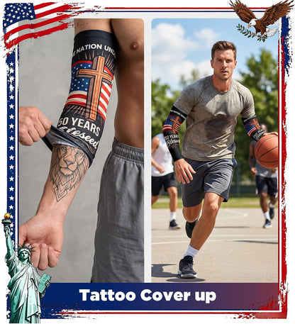 Sun Protection Cooling Arm Sleeves Compression - Tattoo Cover up - Sun Sleeves for Men Women Youth - Colors B