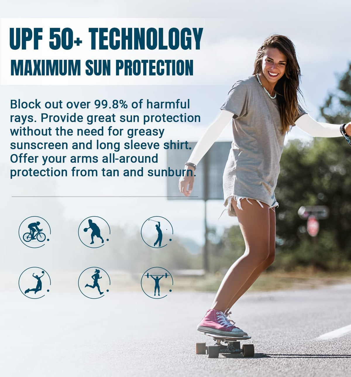 Sun Protection Cooling Arm Sleeves Compression - Tattoo Cover up - Sun Sleeves for Men Women Youth - Colors B