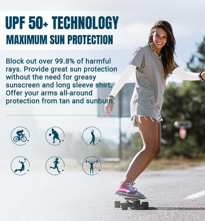 Sun Protection Cooling Arm Sleeves Compression - Tattoo Cover up - Sun Sleeves for Men Women Youth - Colors B