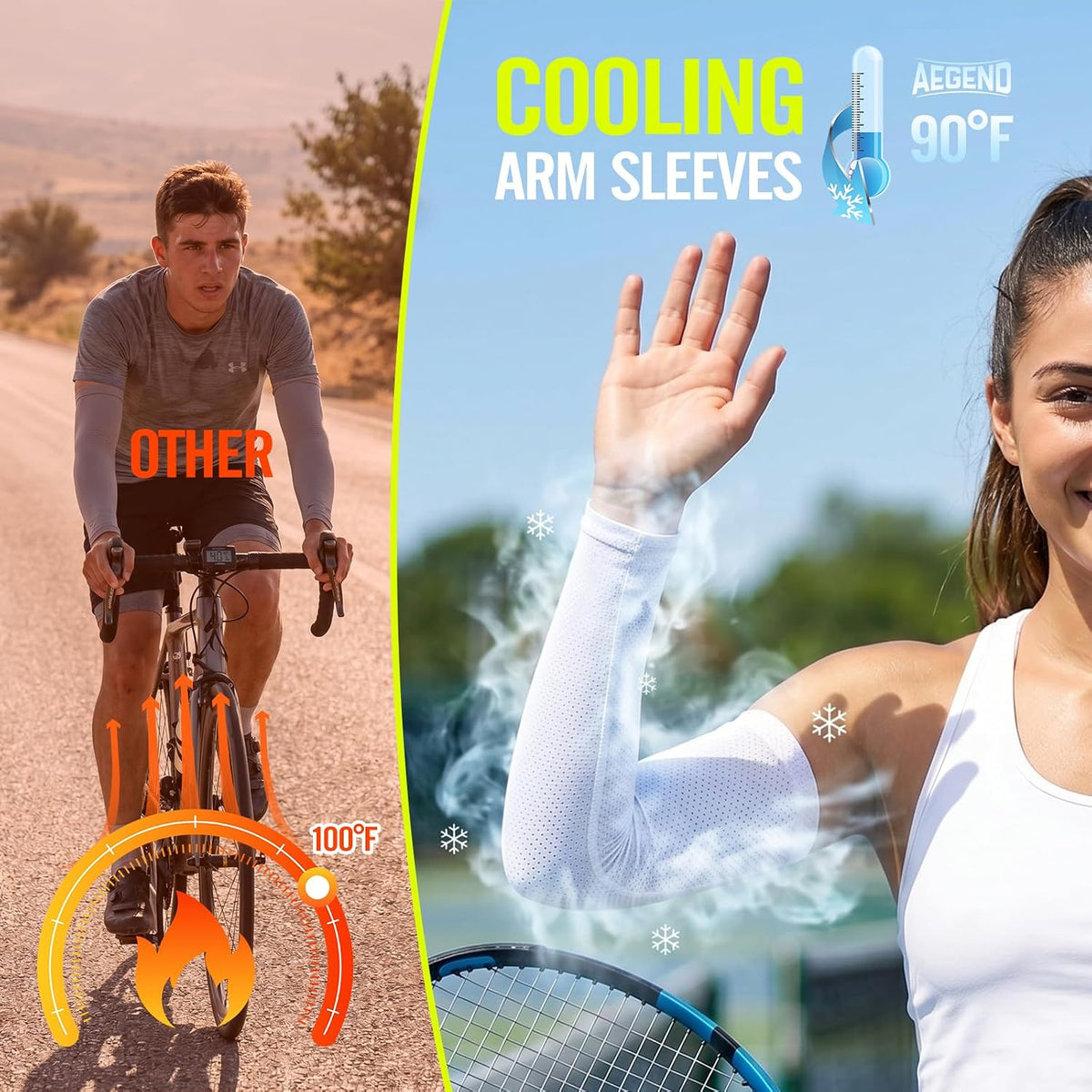 Sun Protection Cooling Arm Sleeves Compression - Tattoo Cover up - Sun Sleeves for Men Women Youth - Colors B