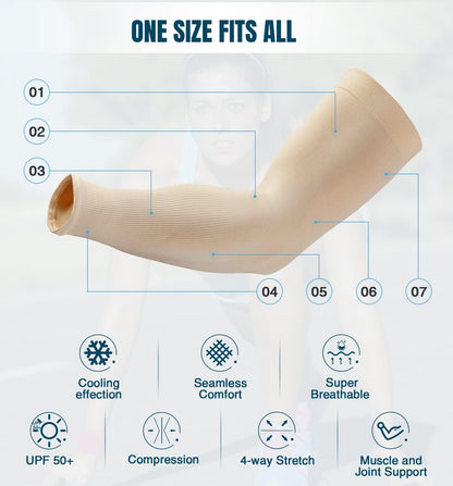 Sun Protection Cooling Arm Sleeves Compression - Tattoo Cover up - Sun Sleeves for Men Women Youth - Colors B