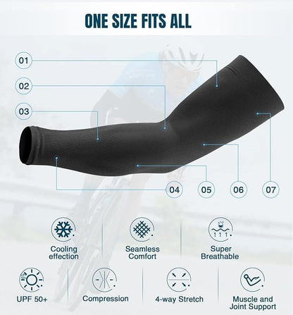 Sun Protection Cooling Arm Sleeves Compression - Tattoo Cover up - Sun Sleeves for Men Women Youth - Colors B