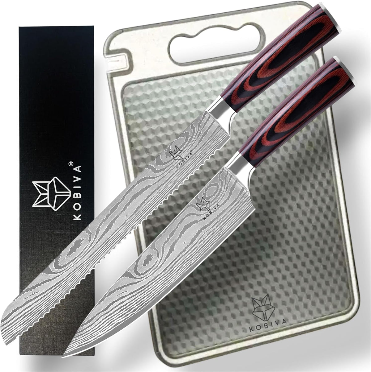 Premium 10-inch Serrated Bread Knife | Razor Sharp Cutter for Homemade Bread, Sourdough & Cake | Elegant Kitchen Essential for Effortless Slicing, Damascus Steel Lasered Pattern | Kitchen Gifts