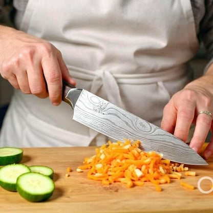 Premium 10-inch Serrated Bread Knife | Razor Sharp Cutter for Homemade Bread, Sourdough & Cake | Elegant Kitchen Essential for Effortless Slicing, Damascus Steel Lasered Pattern | Kitchen Gifts