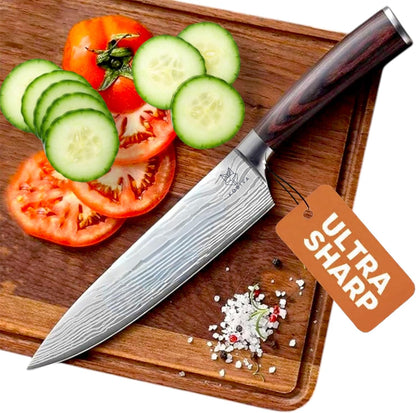Premium 10-inch Serrated Bread Knife | Razor Sharp Cutter for Homemade Bread, Sourdough & Cake | Elegant Kitchen Essential for Effortless Slicing, Damascus Steel Lasered Pattern | Kitchen Gifts