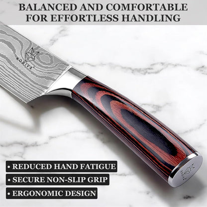 Premium 10-inch Serrated Bread Knife | Razor Sharp Cutter for Homemade Bread, Sourdough & Cake | Elegant Kitchen Essential for Effortless Slicing, Damascus Steel Lasered Pattern | Kitchen Gifts