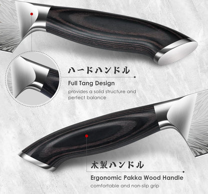 16 Pieces Knife Set, Knife Block Set in Powder Steel, Ultra Sharp | Kitchen Knives Set High Hardness Japanese Knife Set with Ergonomic Pakkawood Handle, Chef Knives Set for Kitchen Cooking