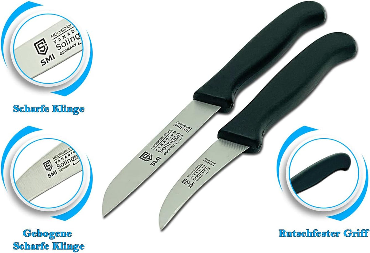 – Solingen Paring Knife Set Germany Peeling Knife birds beak knife for Fruits and Vegetable Straight & Curved Stainless Steel Sharp Blade