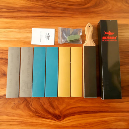 Leather Sharpening Strop (12x2 IN Medium) | Knife Daily Sharpening & Maintenance Kit, with 400/1000/2000 Grit Replacement Sandpaper & 1 Oz.Polishing Compound
