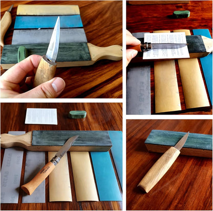 Leather Sharpening Strop (12x2 IN Medium) | Knife Daily Sharpening & Maintenance Kit, with 400/1000/2000 Grit Replacement Sandpaper & 1 Oz.Polishing Compound
