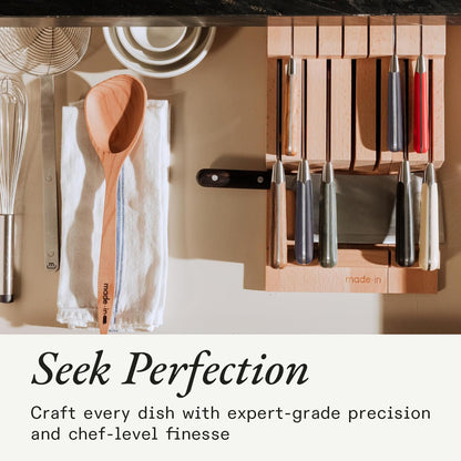 Cookware - 9 Piece Knife Organizer - Italian Beechwood - Crafted in Italy
