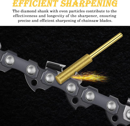 72Pcs Diamond Chainsaw Sharpener Kits 1/8" Shank, High Hardness Titanium Plated Burr Grinding Stone Chainsaw Sharpening Kit Diamond for Stone Jewelry Wood Crafts, 5/32'', 3/16'', 7/32''