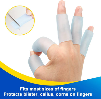 Gel Finger Protector, 10 Pcs Silicone Finger Sleeves for Corns, Fingernails Loss, Friction Pain Relief, Blue