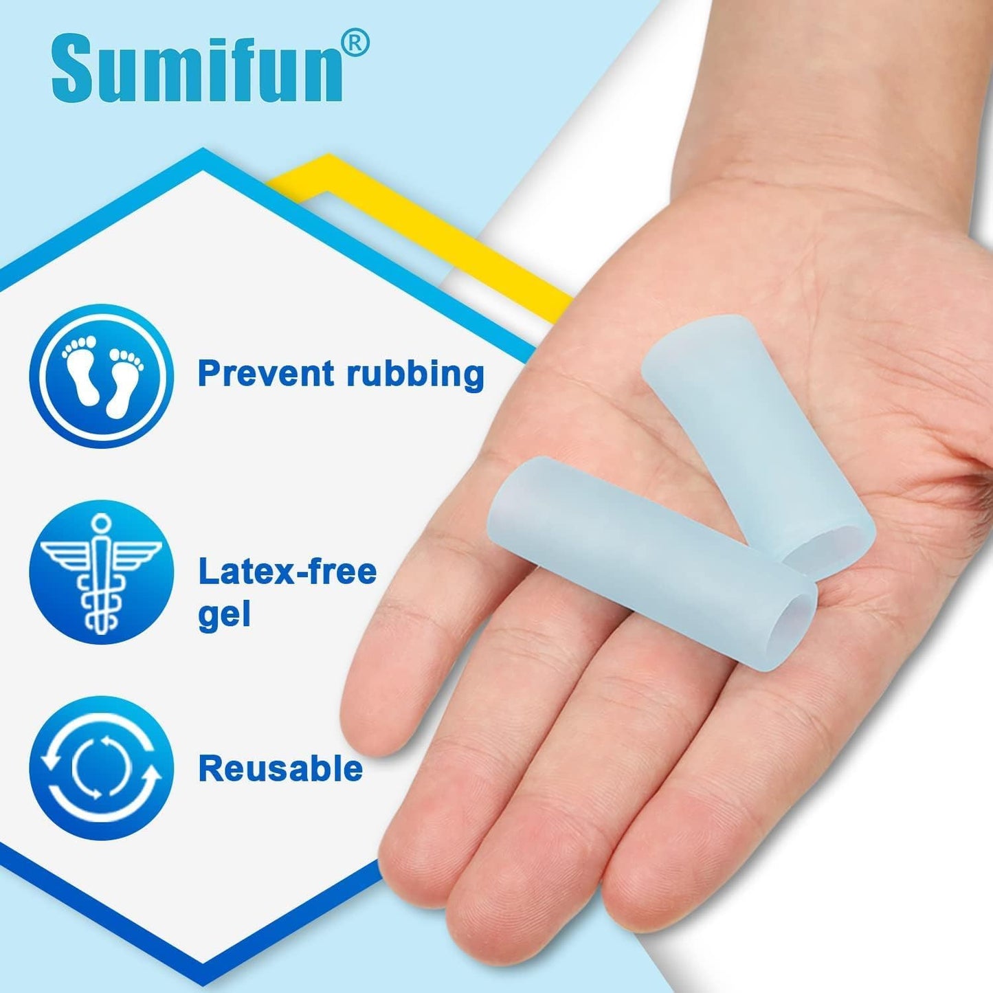 Gel Finger Protector, 10 Pcs Silicone Finger Sleeves for Corns, Fingernails Loss, Friction Pain Relief, Blue