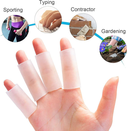 Gel Finger Protector, 10 Pcs Silicone Finger Sleeves for Corns, Fingernails Loss, Friction Pain Relief, Blue
