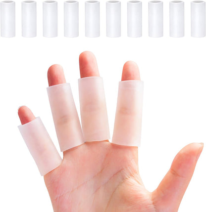 Gel Finger Protector, 10 Pcs Silicone Finger Sleeves for Corns, Fingernails Loss, Friction Pain Relief, Blue