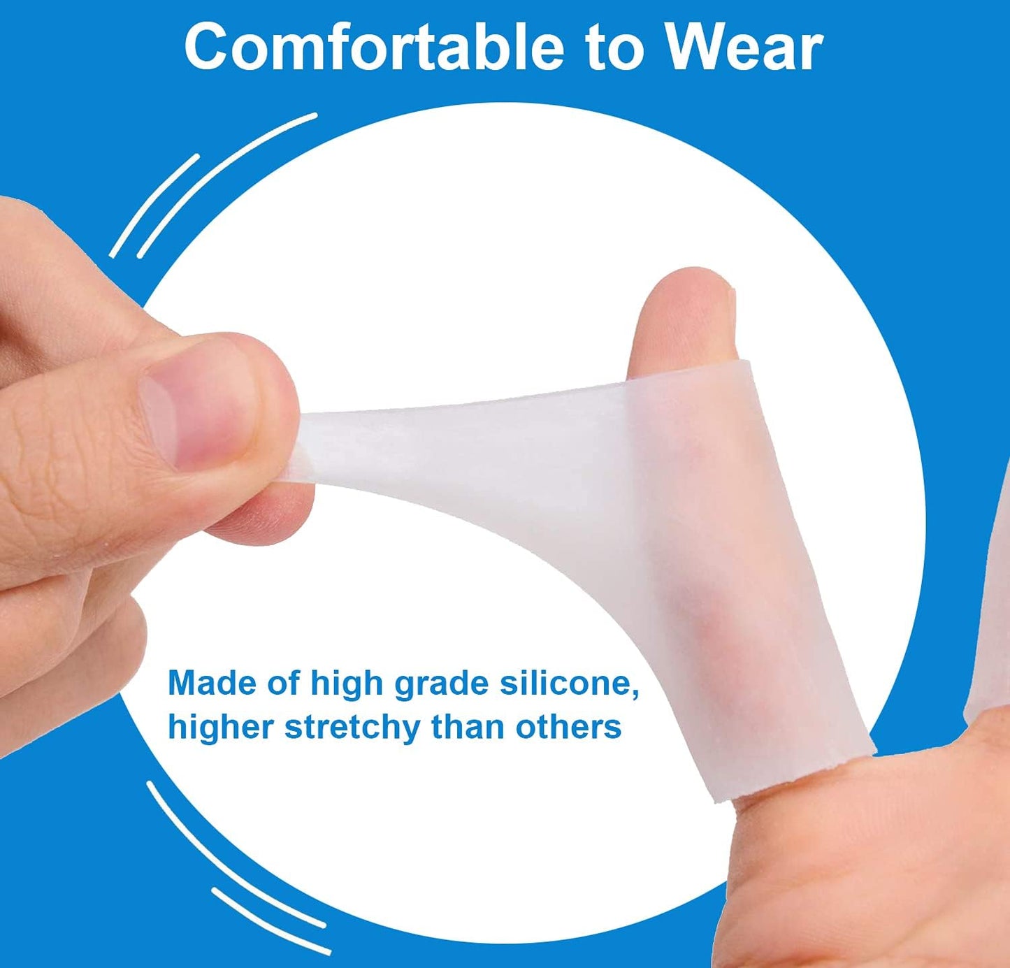 Gel Finger Protector, 10 Pcs Silicone Finger Sleeves for Corns, Fingernails Loss, Friction Pain Relief, Blue