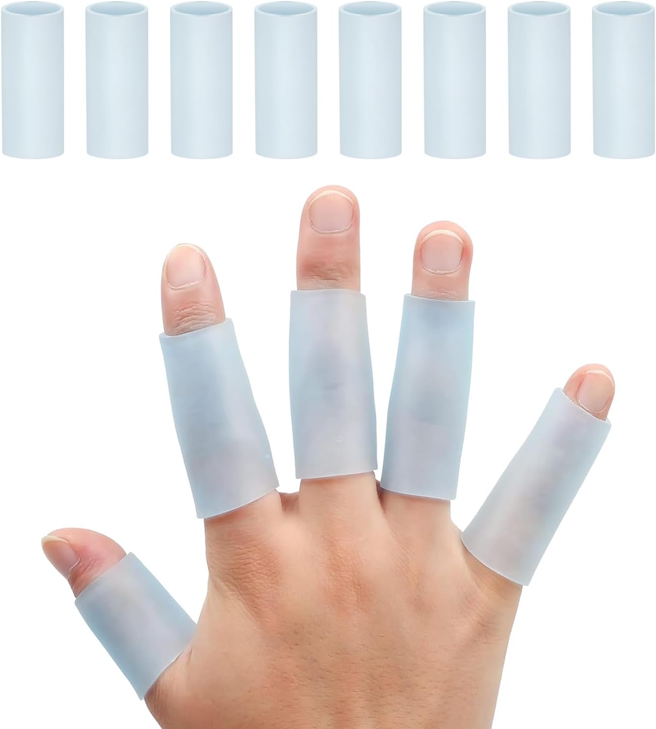 Gel Finger Protector, 10 Pcs Silicone Finger Sleeves for Corns, Fingernails Loss, Friction Pain Relief, Blue