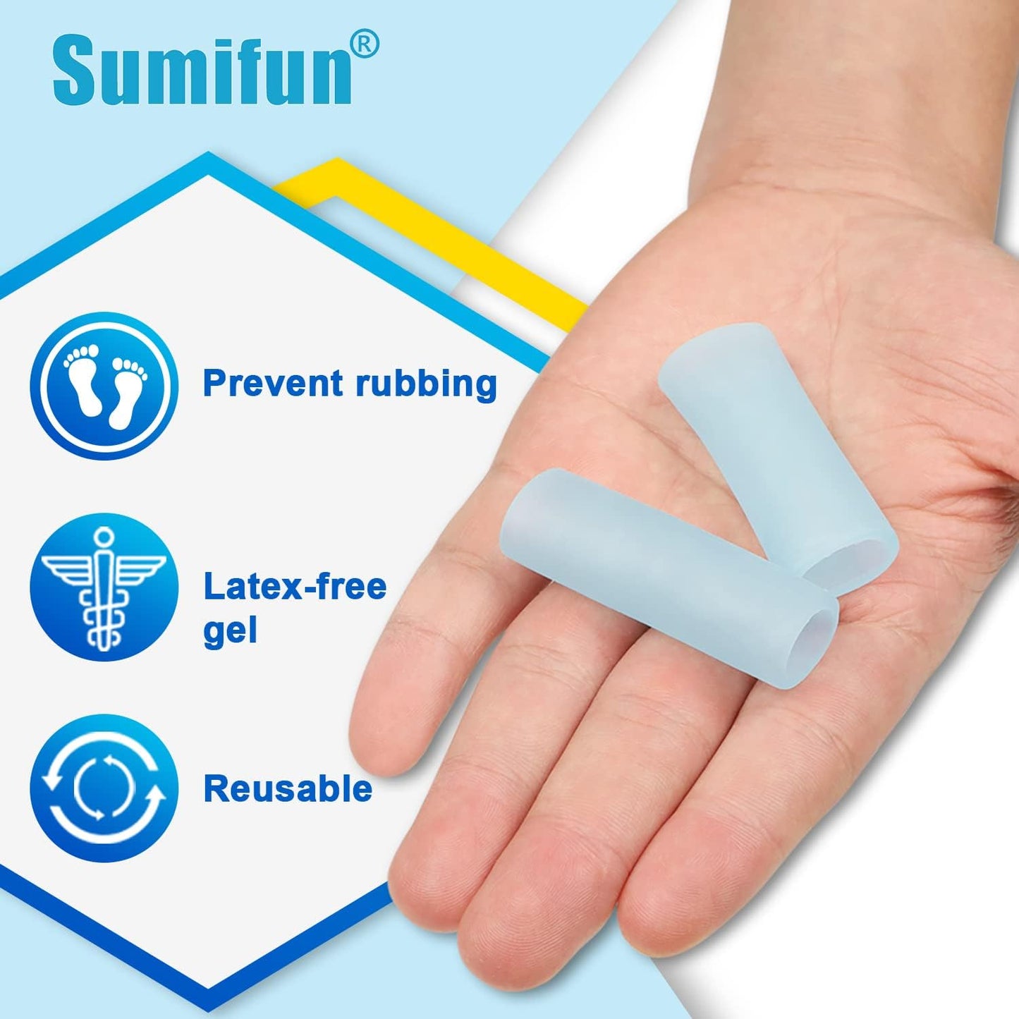 Gel Finger Protector, 10 Pcs Silicone Finger Sleeves for Corns, Fingernails Loss, Friction Pain Relief, Blue
