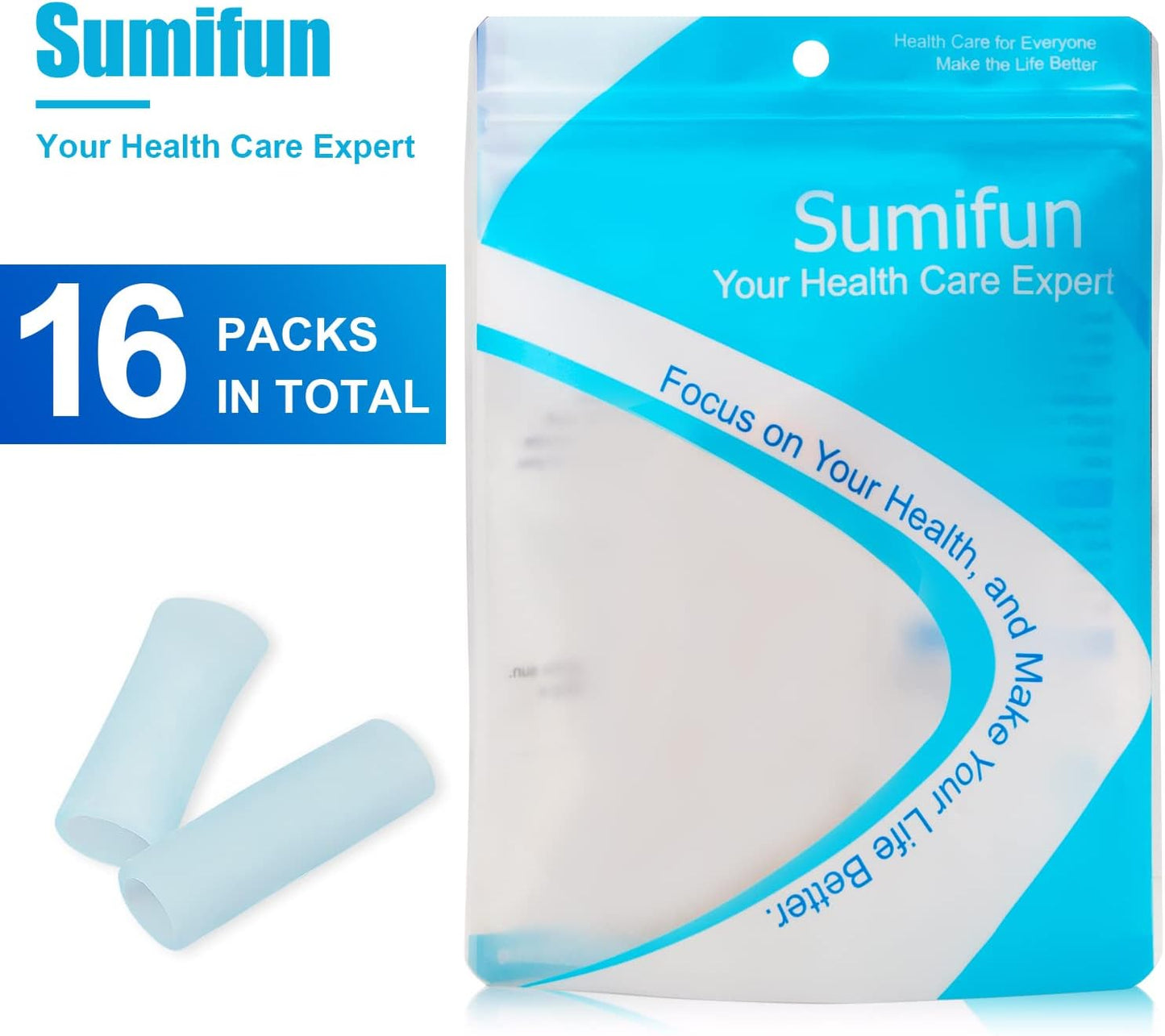 Gel Finger Protector, 10 Pcs Silicone Finger Sleeves for Corns, Fingernails Loss, Friction Pain Relief, Blue