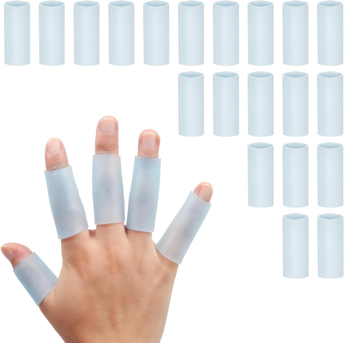 Gel Finger Protector, 10 Pcs Silicone Finger Sleeves for Corns, Fingernails Loss, Friction Pain Relief, Blue