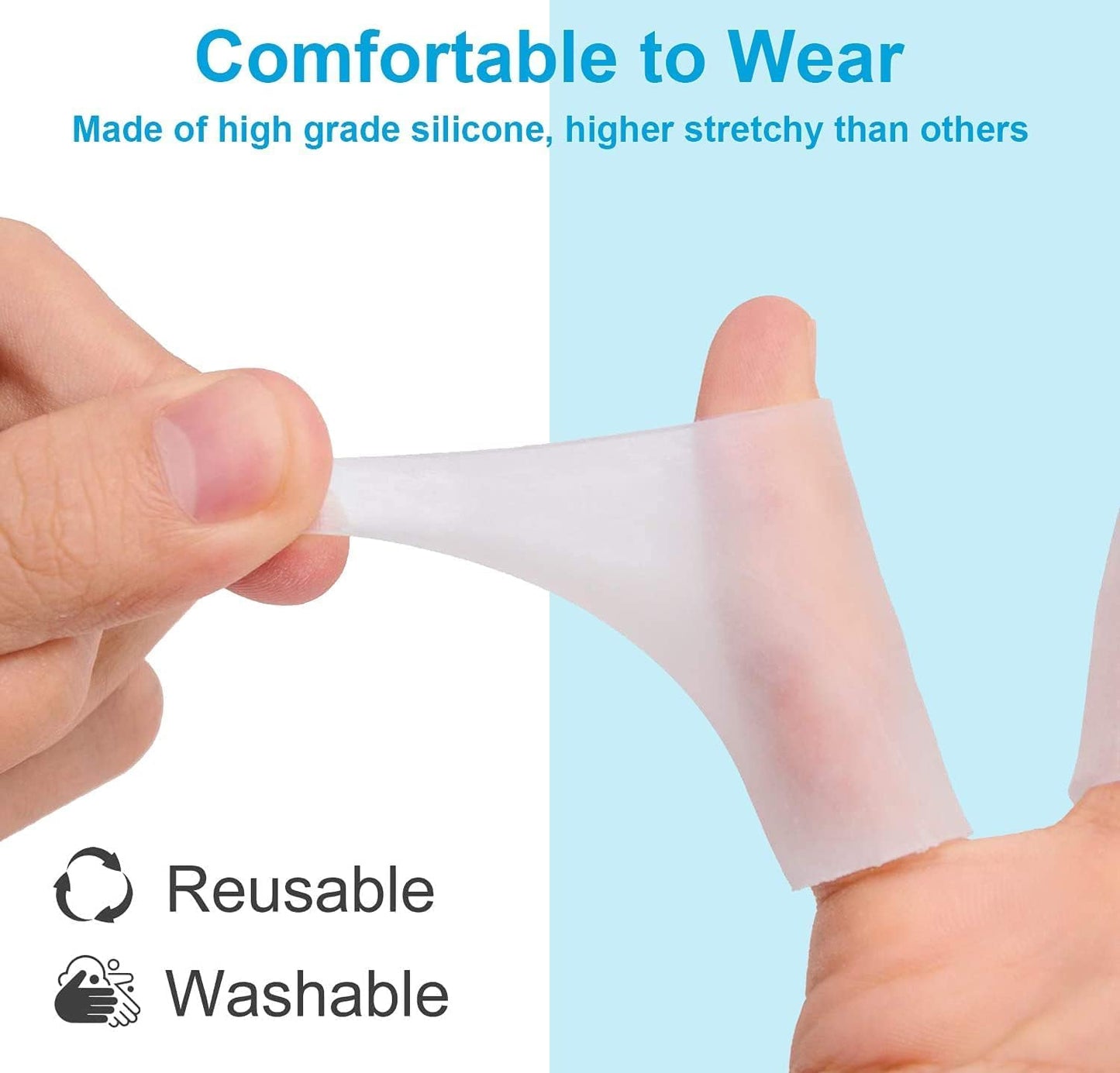 Gel Finger Protector, 10 Pcs Silicone Finger Sleeves for Corns, Fingernails Loss, Friction Pain Relief, Blue