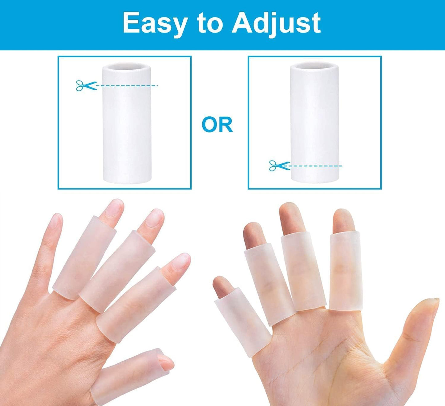Gel Finger Protector, 10 Pcs Silicone Finger Sleeves for Corns, Fingernails Loss, Friction Pain Relief, Blue