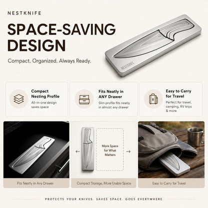 Magnetic Kitchen Knife Set - 4 Piece VG10 High Carbon Stainless Steel Kitchen Knives with Space-Saving Nesting Design & Magnetic Block - Ultra Sharp Professional Chef Knife Set
