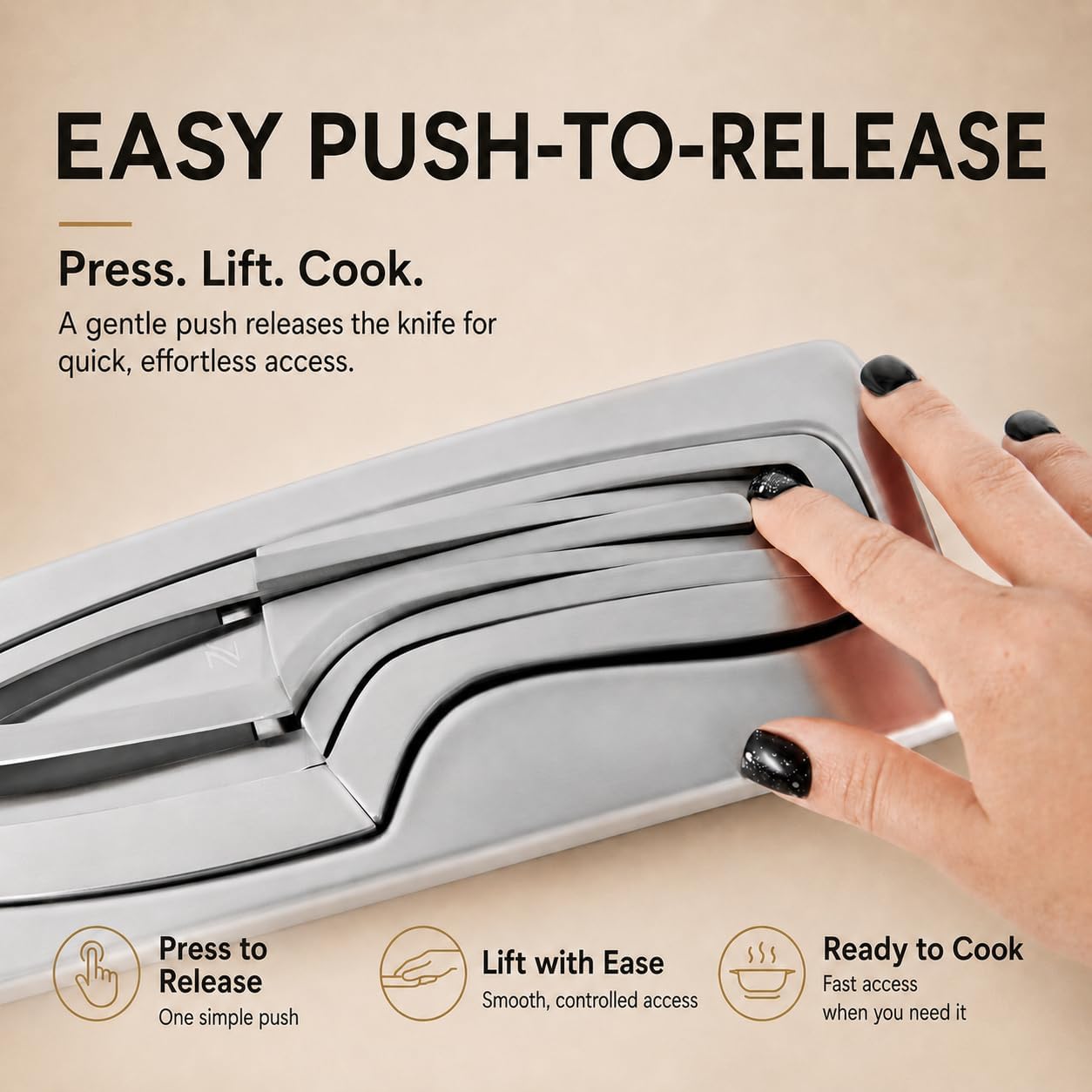 Magnetic Kitchen Knife Set - 4 Piece VG10 High Carbon Stainless Steel Kitchen Knives with Space-Saving Nesting Design & Magnetic Block - Ultra Sharp Professional Chef Knife Set