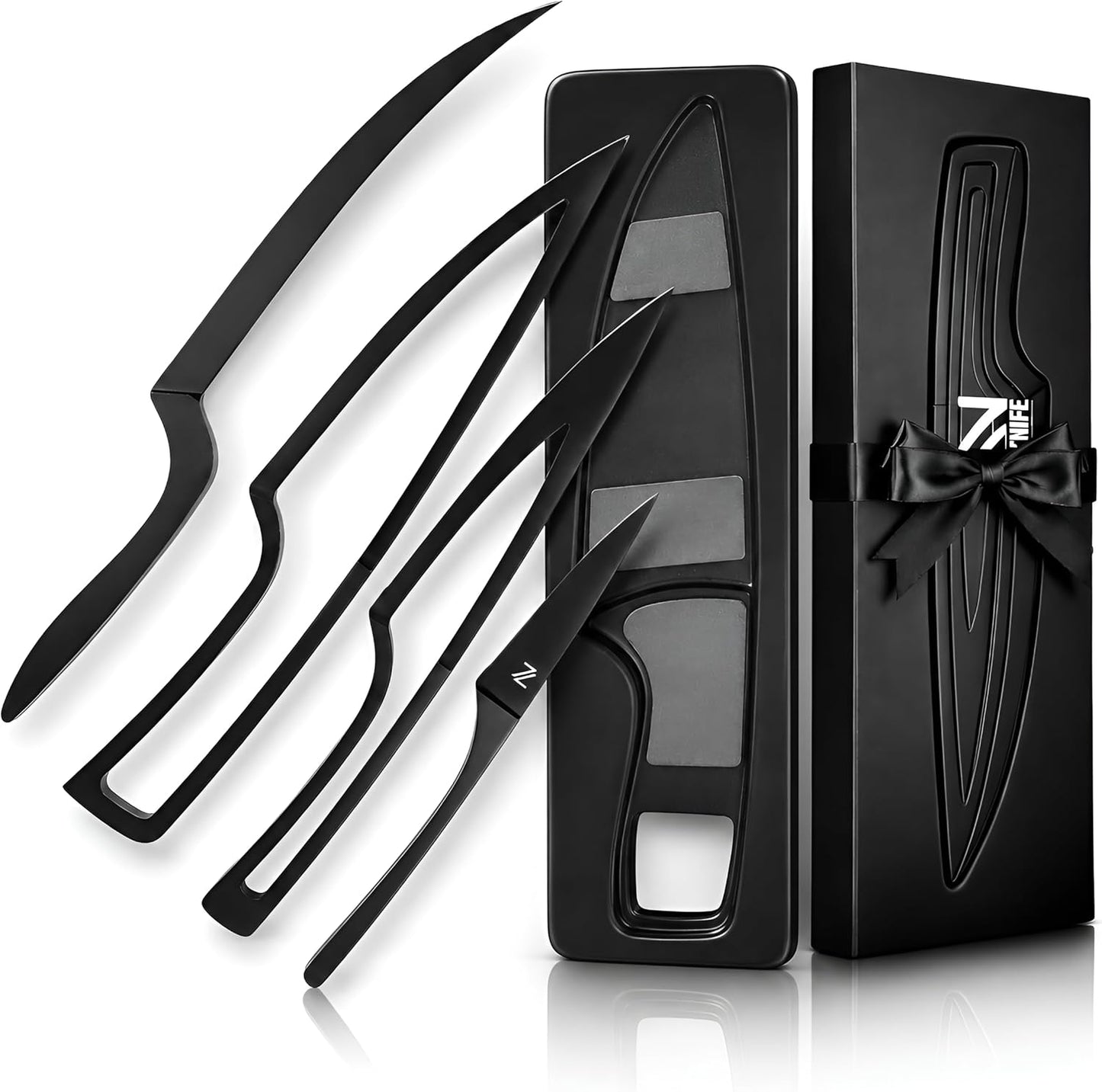 Magnetic Kitchen Knife Set - 4 Piece VG10 High Carbon Stainless Steel Kitchen Knives with Space-Saving Nesting Design & Magnetic Block - Ultra Sharp Professional Chef Knife Set