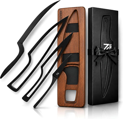 Magnetic Kitchen Knife Set - 4 Piece VG10 High Carbon Stainless Steel Kitchen Knives with Space-Saving Nesting Design & Magnetic Block - Ultra Sharp Professional Chef Knife Set