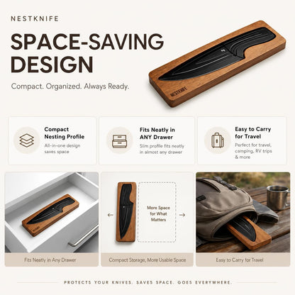 Magnetic Kitchen Knife Set - 4 Piece VG10 High Carbon Stainless Steel Kitchen Knives with Space-Saving Nesting Design & Magnetic Block - Ultra Sharp Professional Chef Knife Set