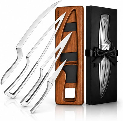 Magnetic Kitchen Knife Set - 4 Piece VG10 High Carbon Stainless Steel Kitchen Knives with Space-Saving Nesting Design & Magnetic Block - Ultra Sharp Professional Chef Knife Set