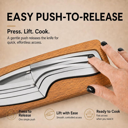 Magnetic Kitchen Knife Set - 4 Piece VG10 High Carbon Stainless Steel Kitchen Knives with Space-Saving Nesting Design & Magnetic Block - Ultra Sharp Professional Chef Knife Set