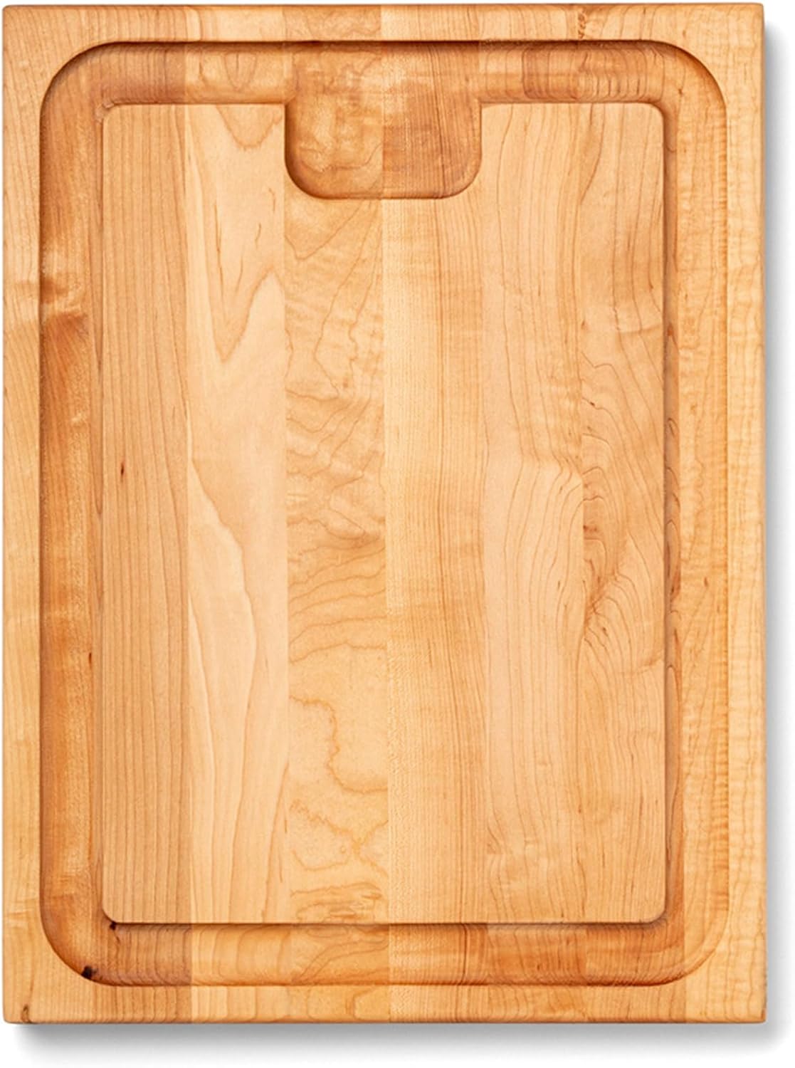 Aujus Series Rectangular Wooden Maple Cutting Board 20”x15” – 1.5” Thick, 12-lb Reversible Butcher Block with Sloped Juice Groove, Edge-Grain & Finger Grips – Made in the USA