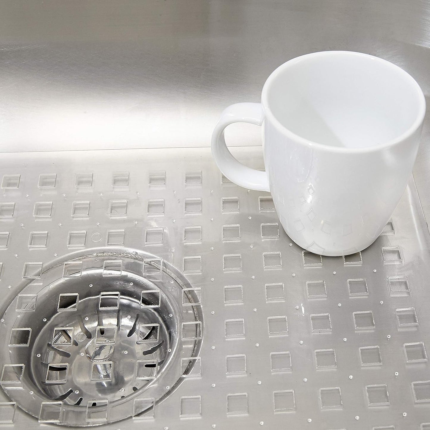 Clear Sink Mat - 12” x 16” - Heavy Duty PVC, Non-Slip, Dishwasher Safe, BPA-Free Sink Protector, Durable, Cut to Fit, Sink Mat for Kitchen Sink & Dishware Protection
