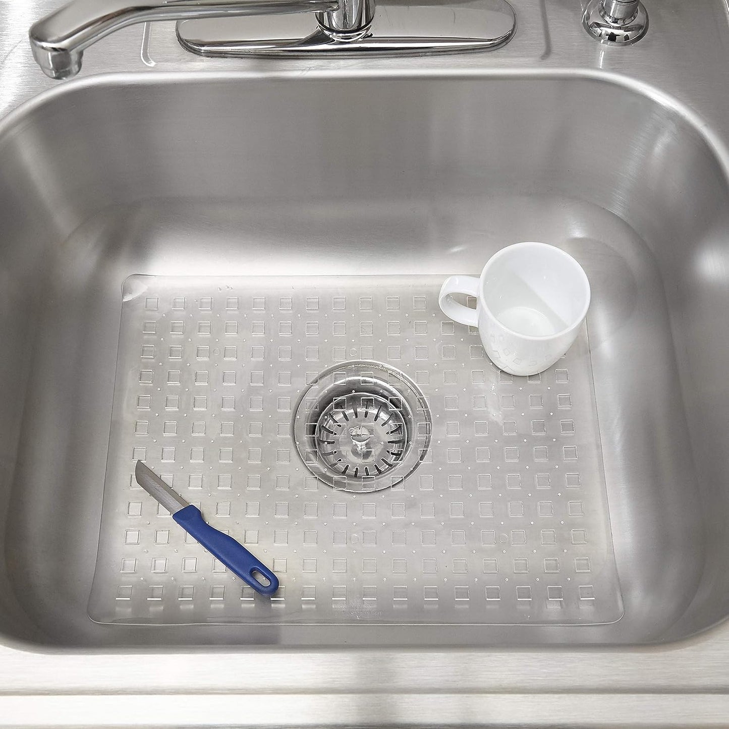 Clear Sink Mat - 12” x 16” - Heavy Duty PVC, Non-Slip, Dishwasher Safe, BPA-Free Sink Protector, Durable, Cut to Fit, Sink Mat for Kitchen Sink & Dishware Protection