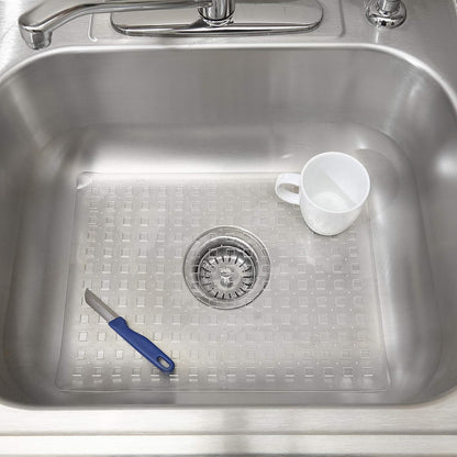 Clear Sink Mat - 12” x 16” - Heavy Duty PVC, Non-Slip, Dishwasher Safe, BPA-Free Sink Protector, Durable, Cut to Fit, Sink Mat for Kitchen Sink & Dishware Protection